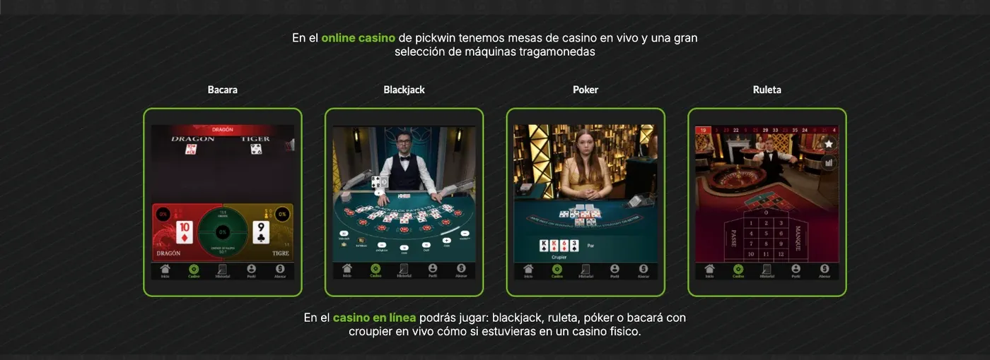 Mesas de casino en vivo anunciadas por Pickwin México