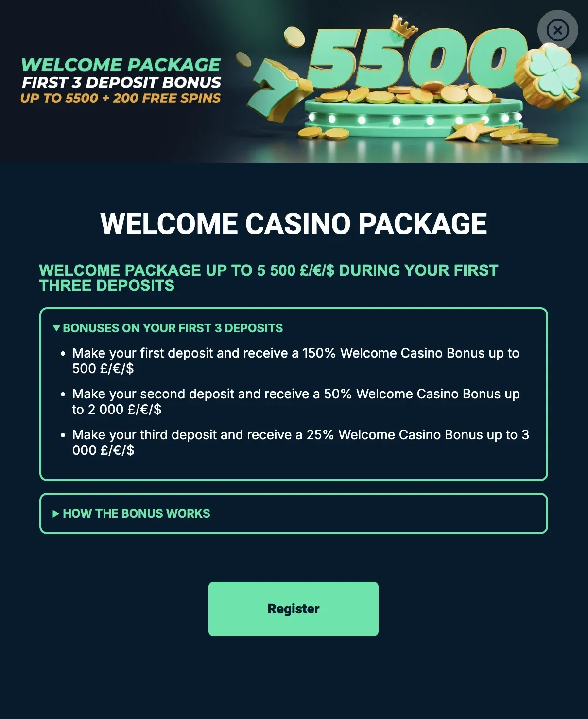 Current Rolletto Welcome Casino Package