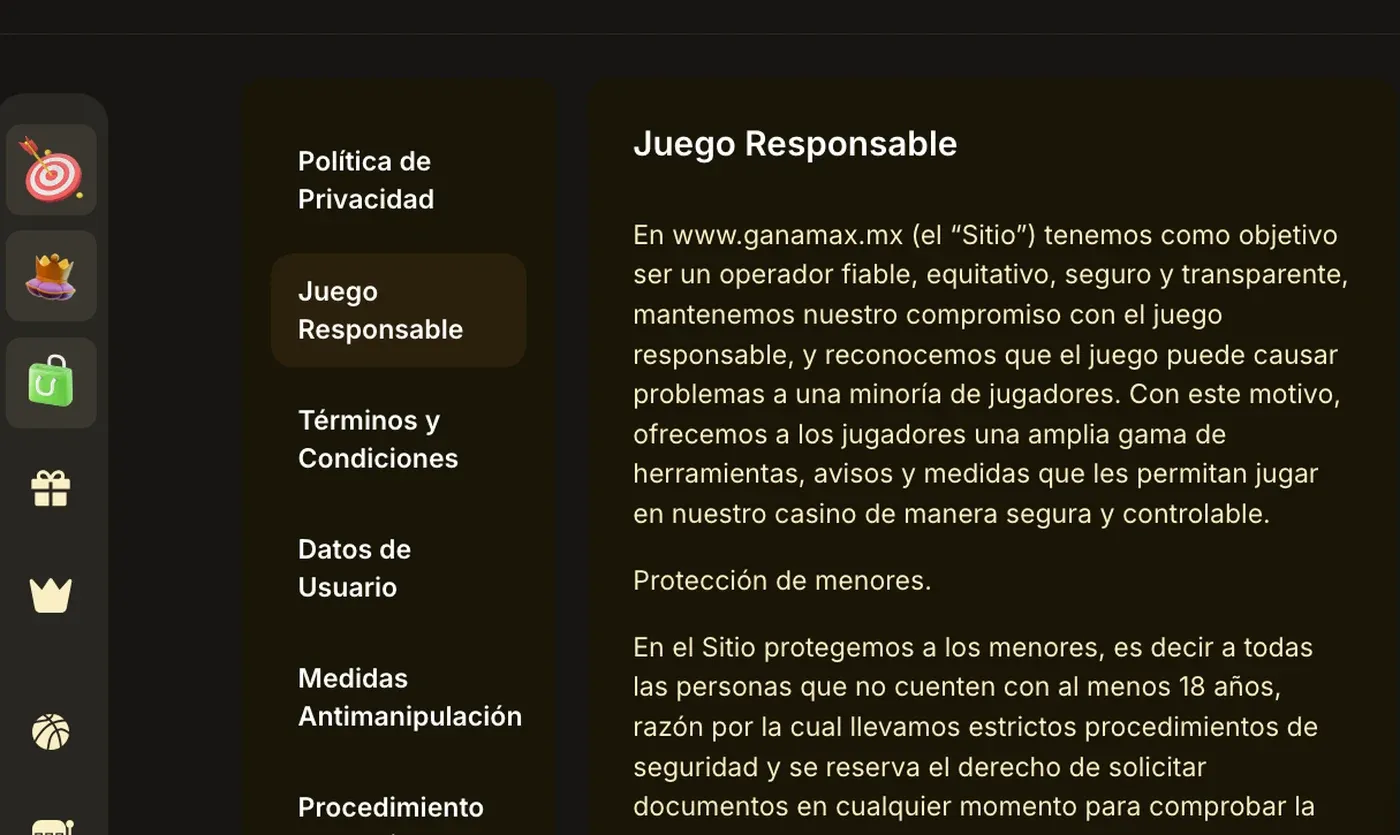 Política de Juego Responsable de Ganamax
