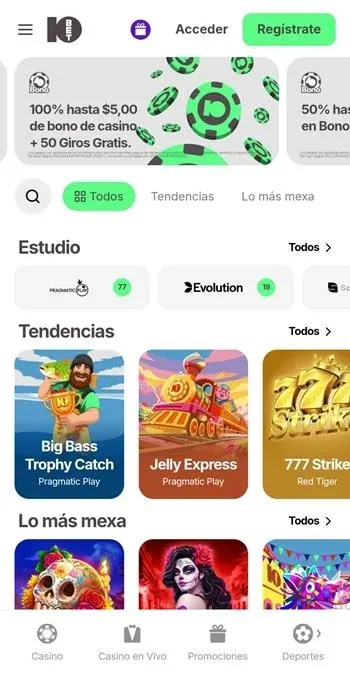 Aplicación de casino de 10bet en Android