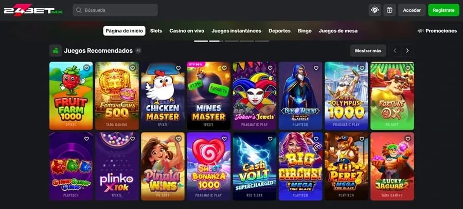 Catálogo de juegos recomendados de 247bet México