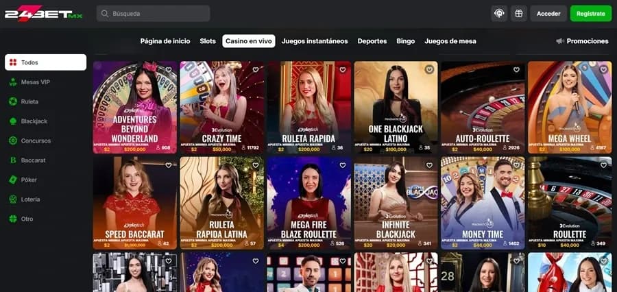 Casino en vivo de 247bet México