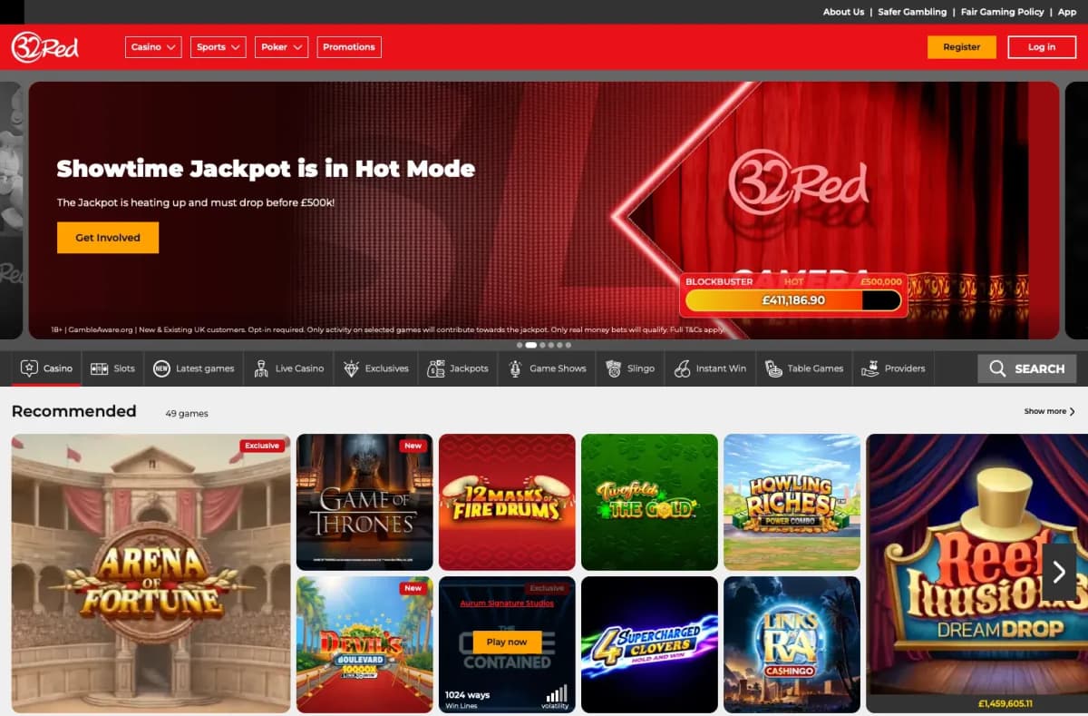 32Red desktop site