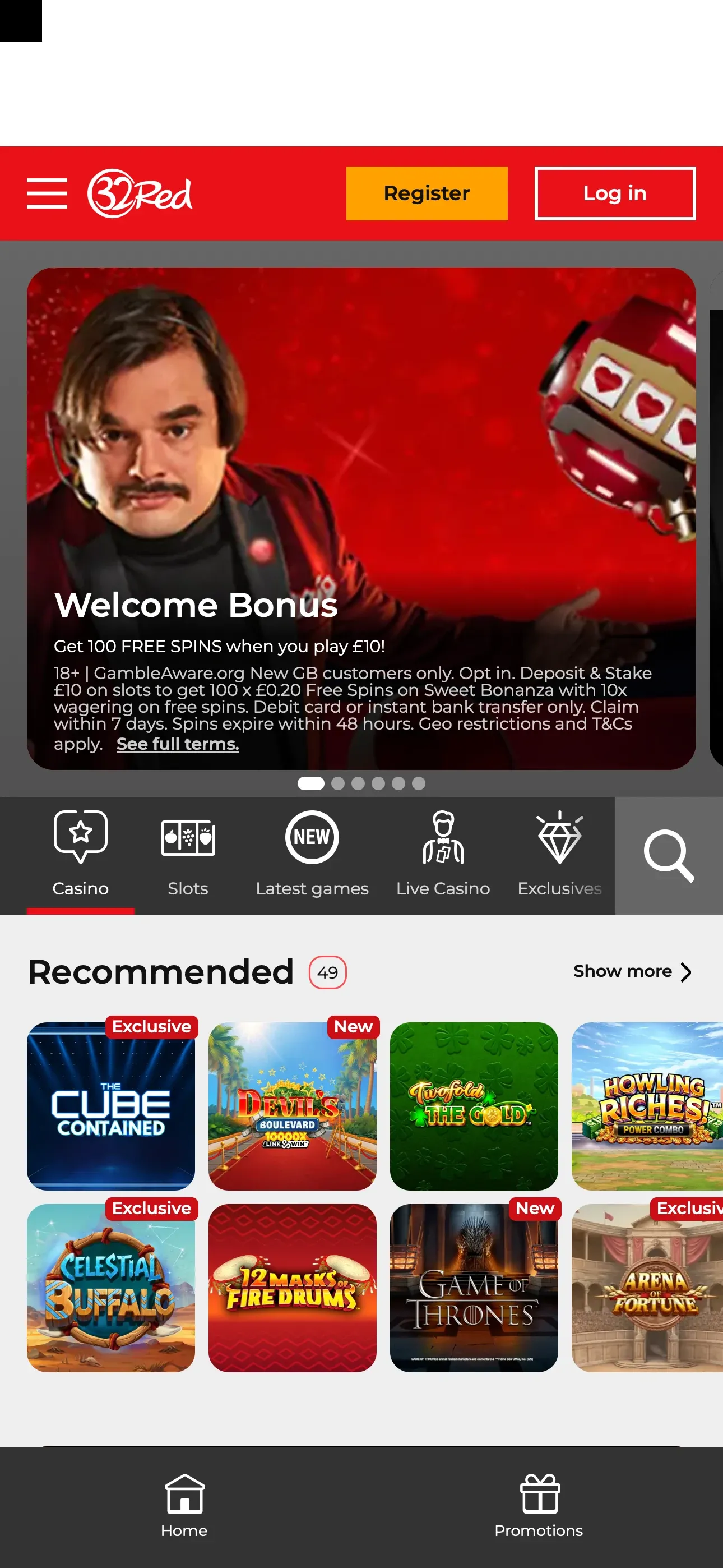 32Red mobile preview