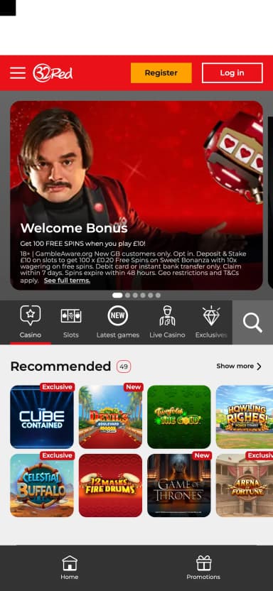 32Red mobile site