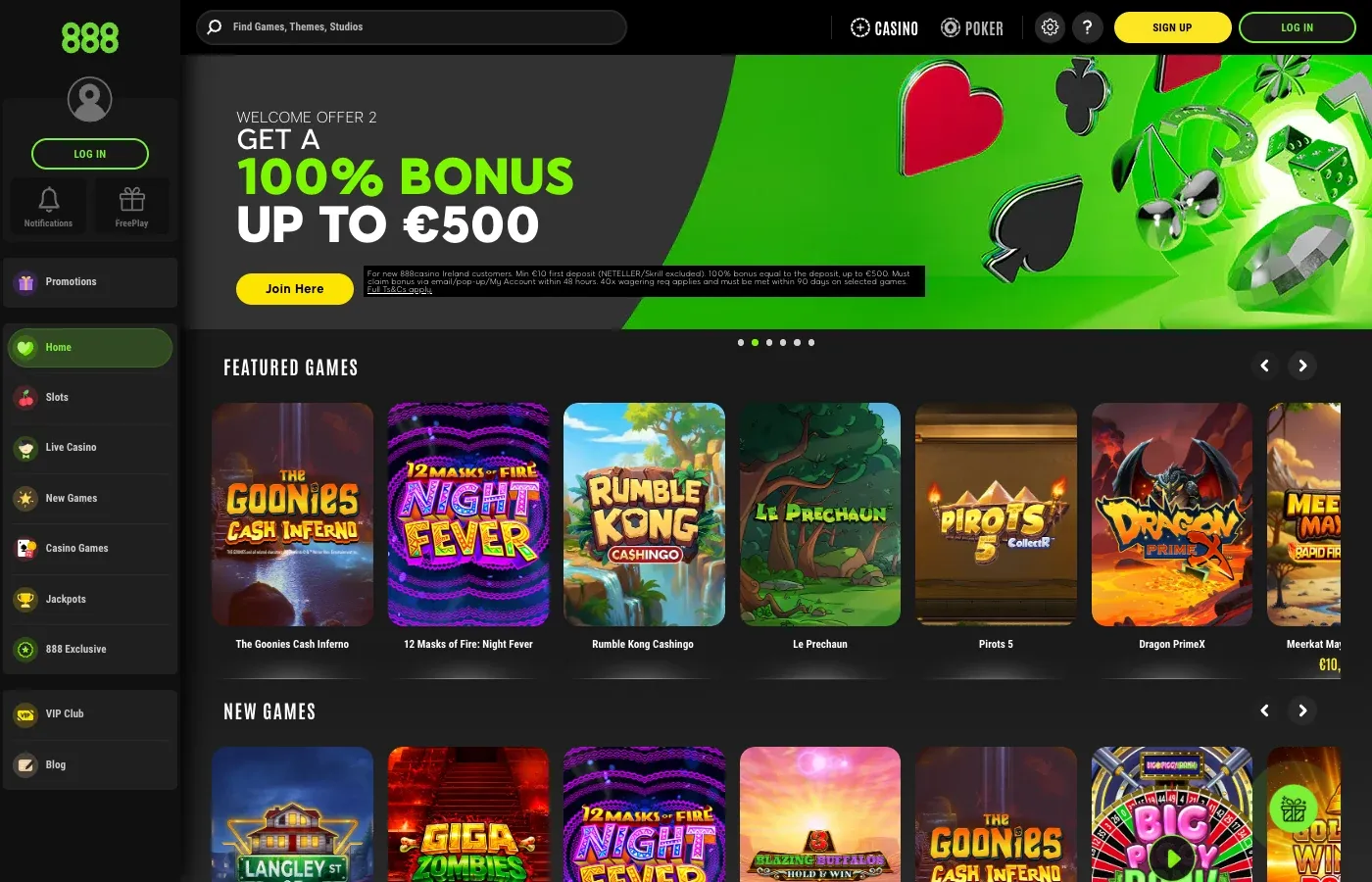 888 Casino desktop