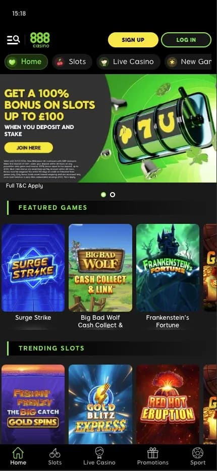 888 Casino mobile preview