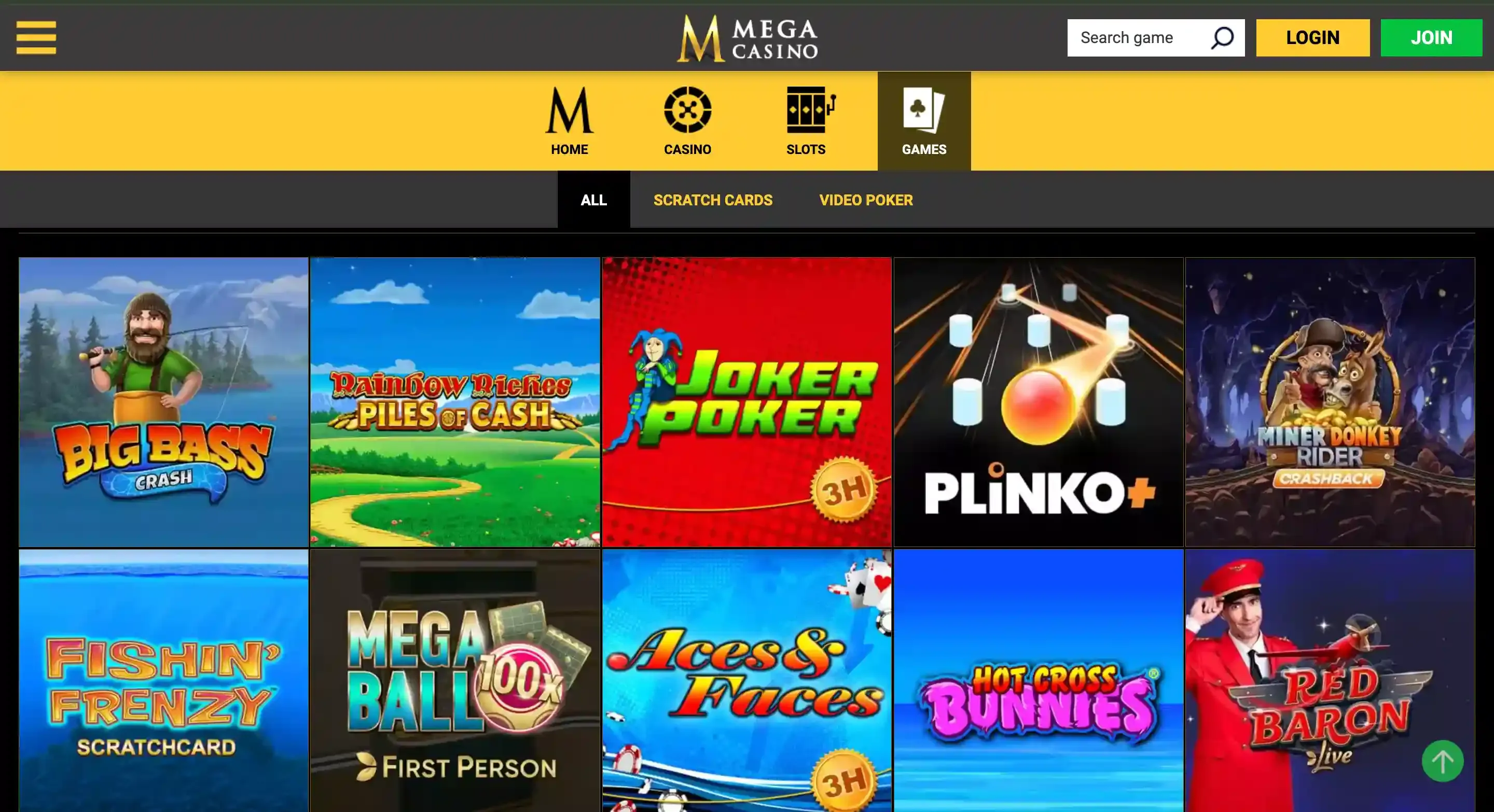Mega Casino games screenshot.webp