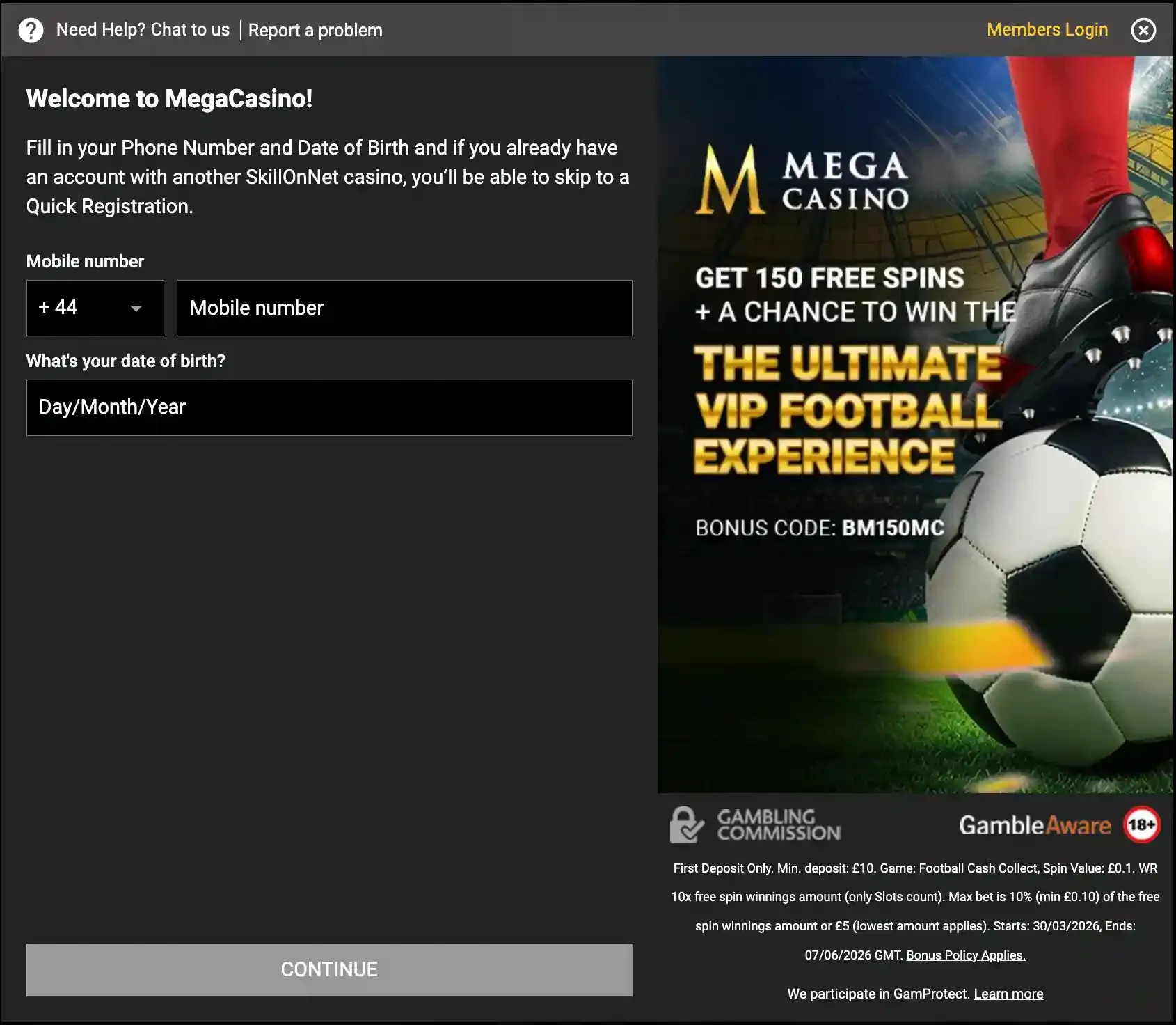 Mega Casino join screenshot.webp
