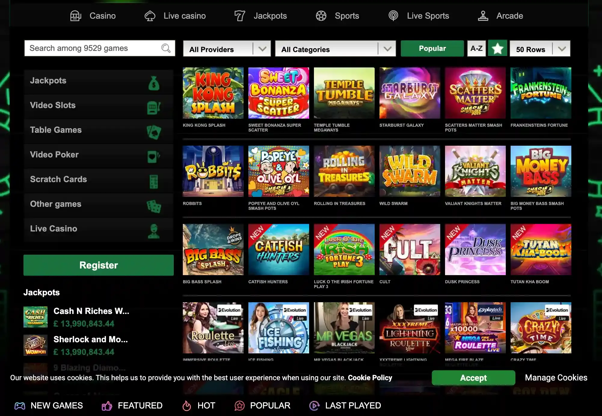 Mr Vegas games screenshot