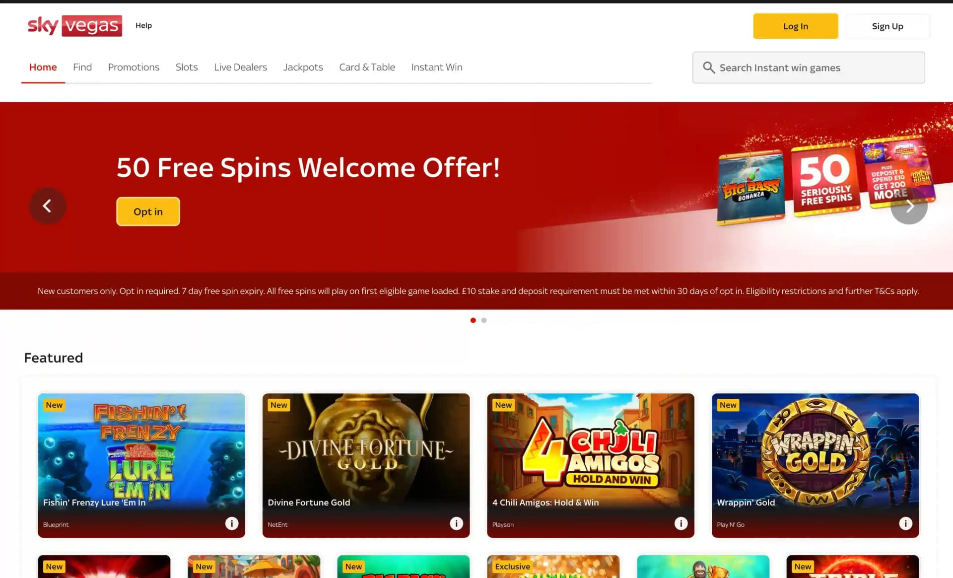 Sky Vegas desktop screenshot