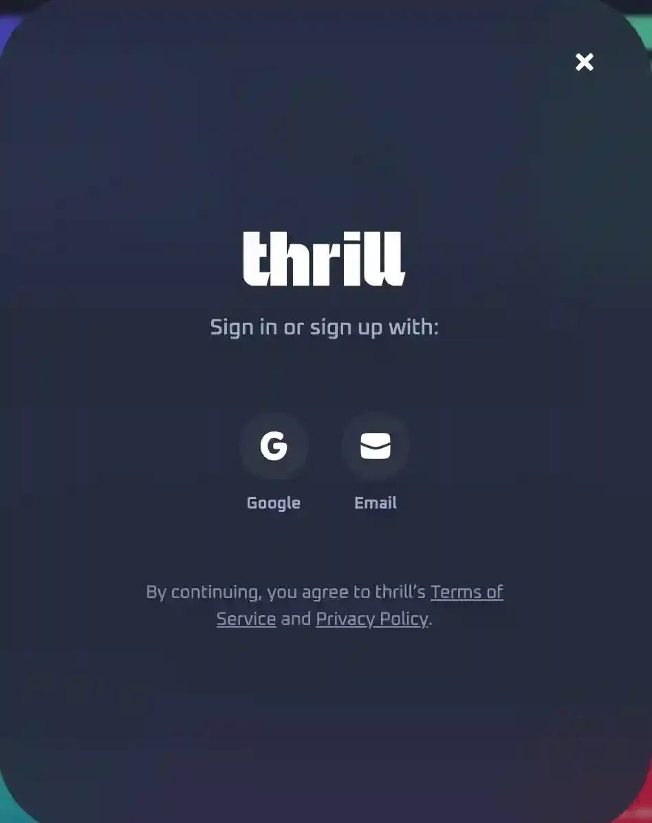 Thrill casino join screenshot