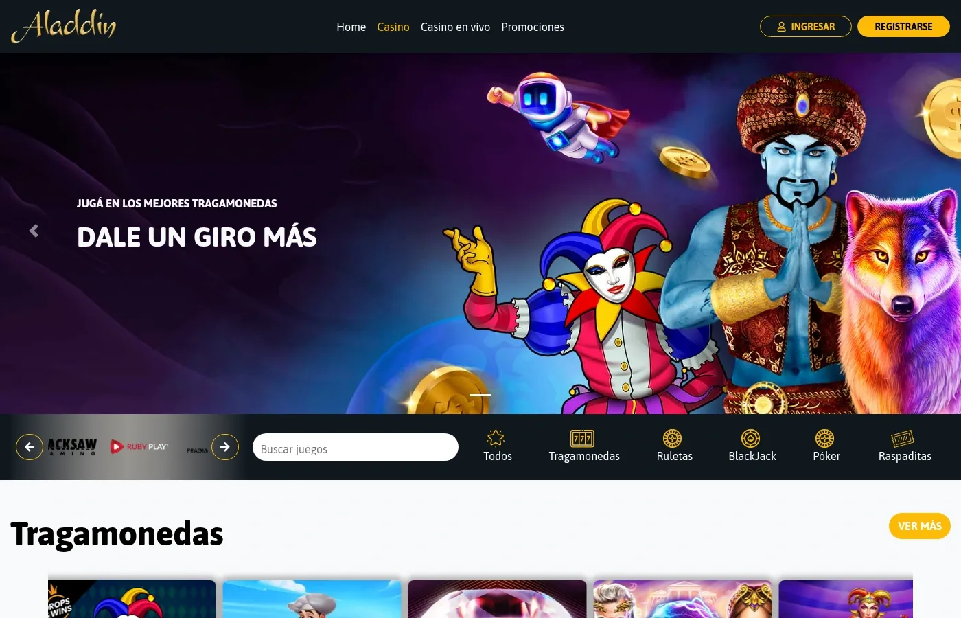 Catálogo de tragamonedas de Aladdin en Neuquén