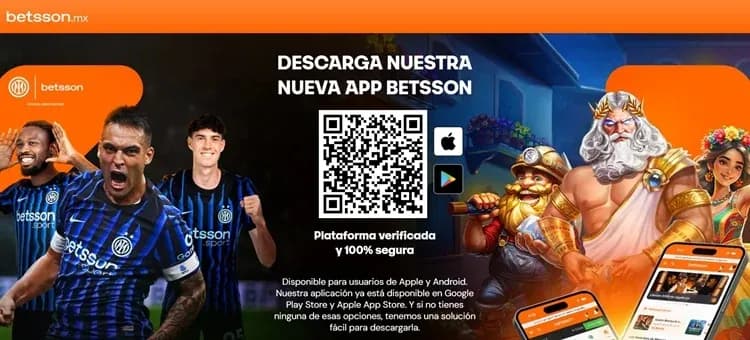 Anuncio Descarga nuestra nueva app Betsson con código QR, App Store y Google Play