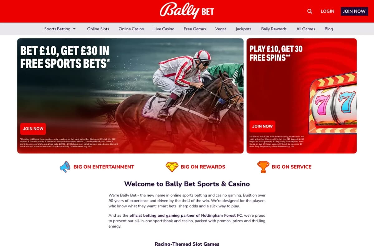 Bally Casino desktop site