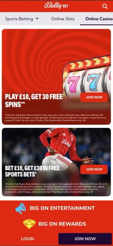 Bally Casino mobile site