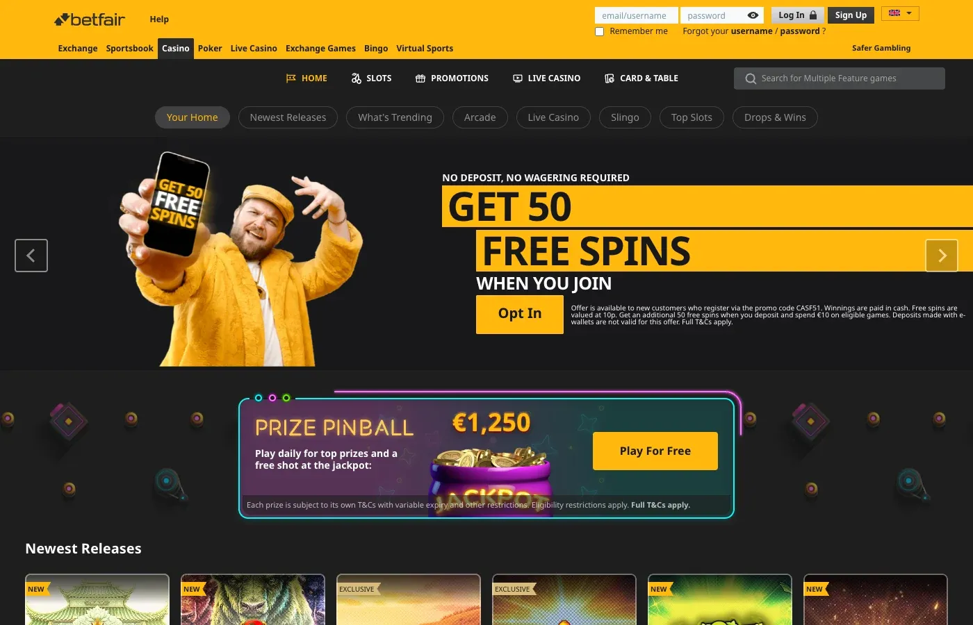 Betfair desktop