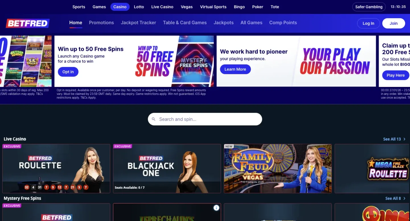 Betfred desktop