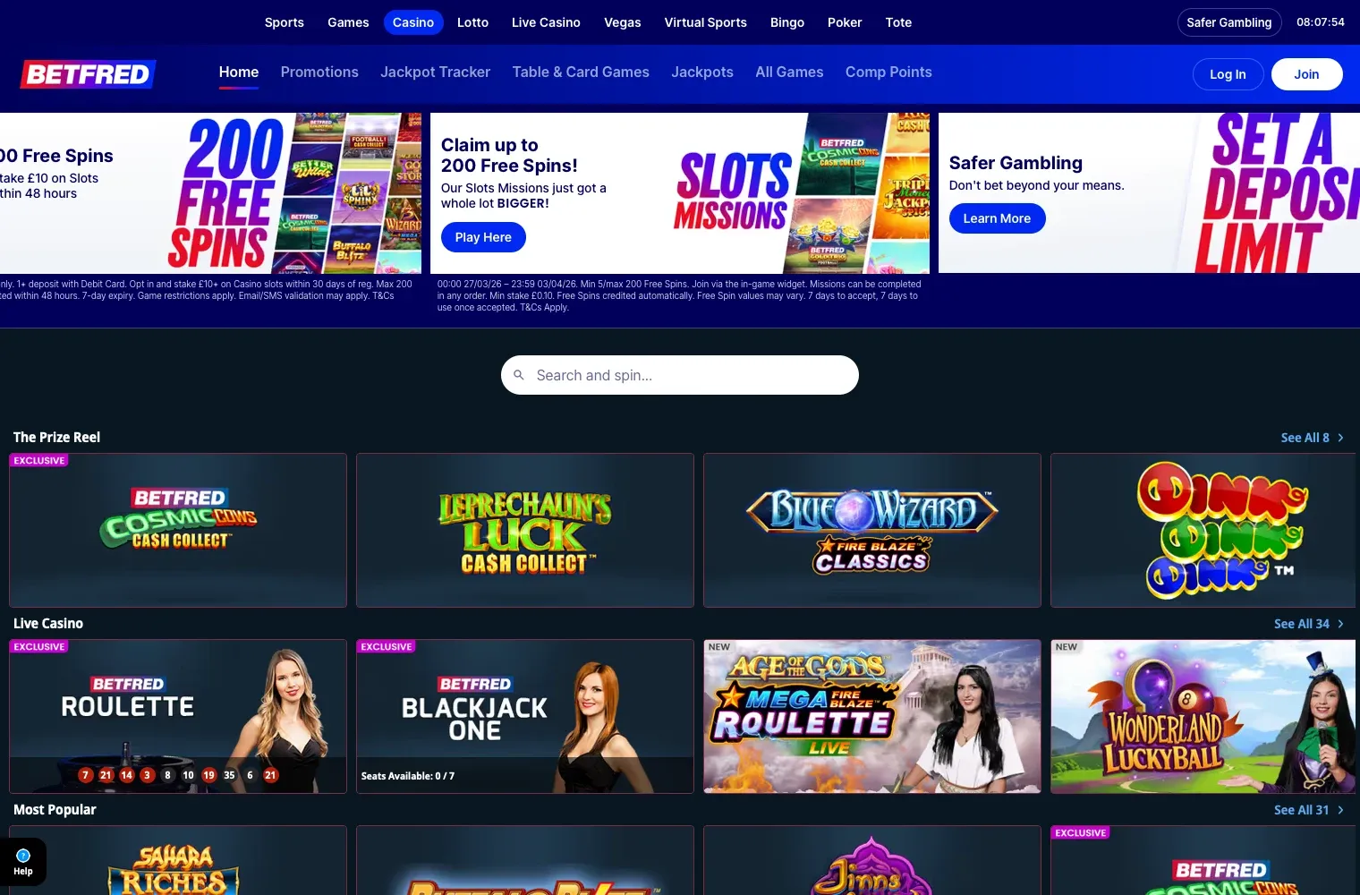 Betfred desktop