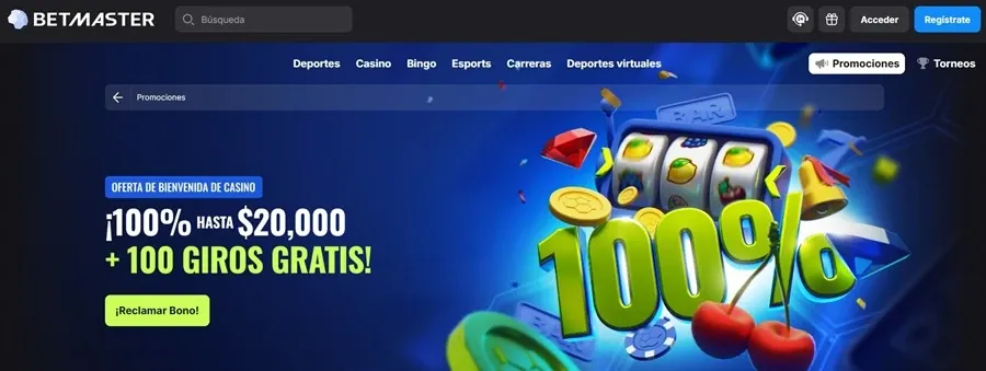 Oferta de bienvenida con giros gratis de Betmaster México