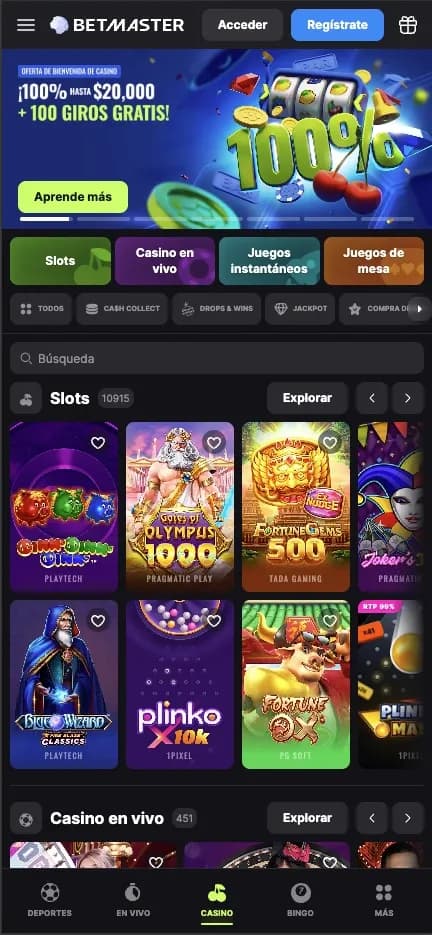 Betmaster mobile preview