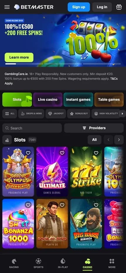 Betmaster mobile preview