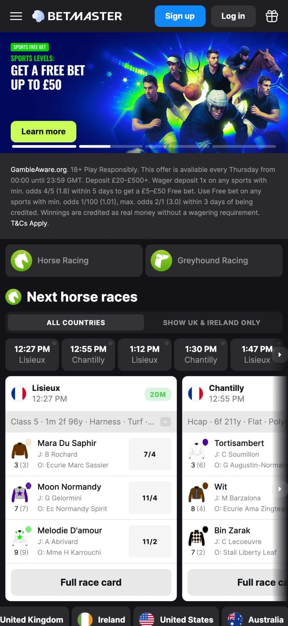 Betmaster mobile preview