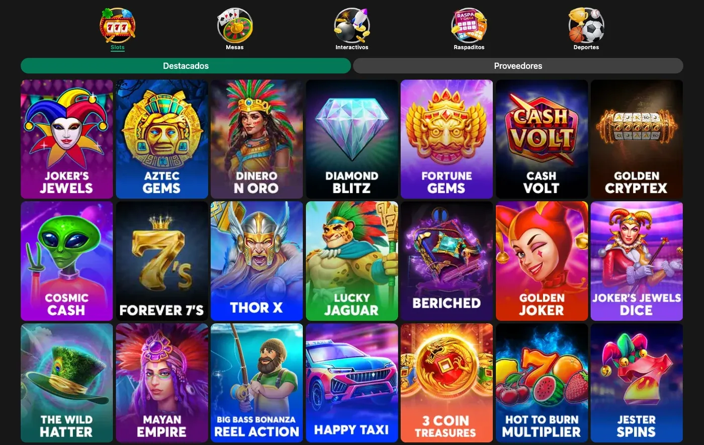 Catálogo actual de juegos de BetMexico