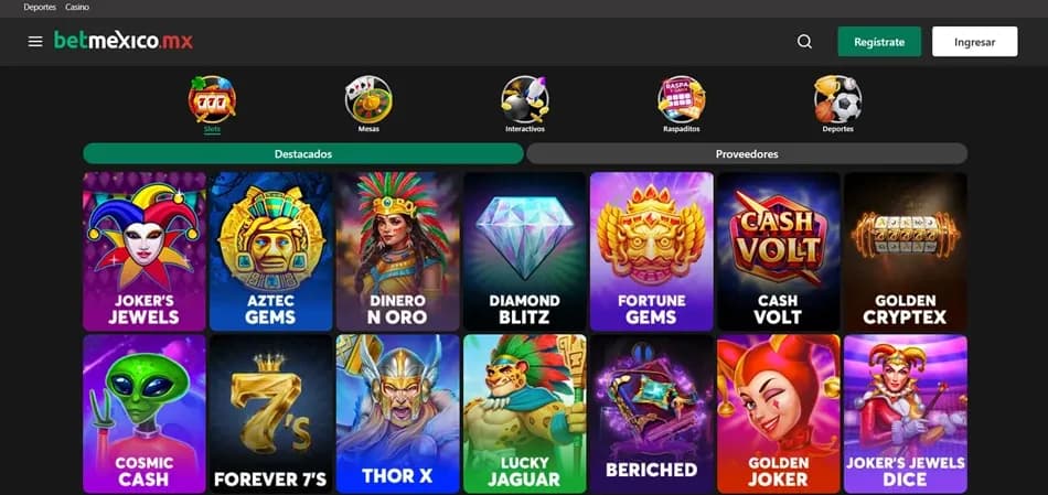 Lobby de juegos de BetMexico
