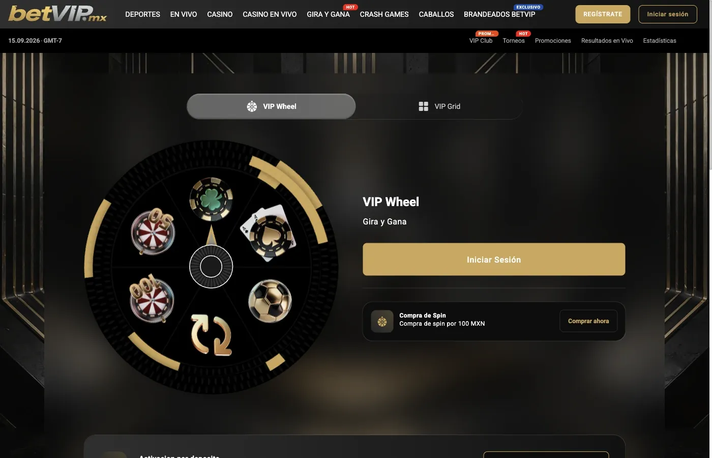 Ruleta promocional Gira y Gana de BetVIP México