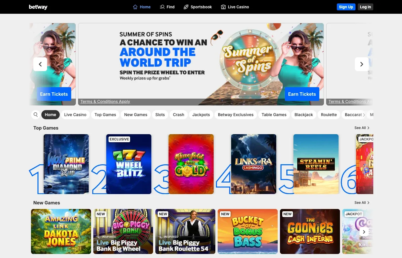 Betway desktop