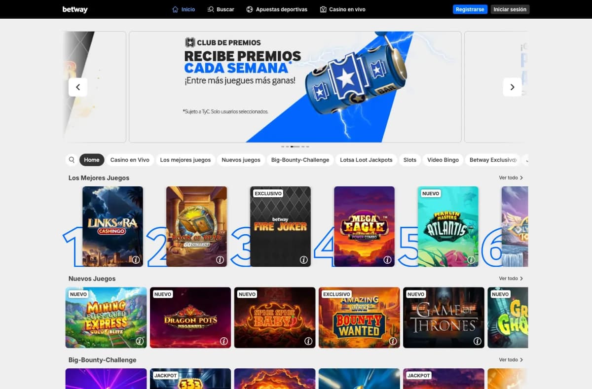 Betway en computadora