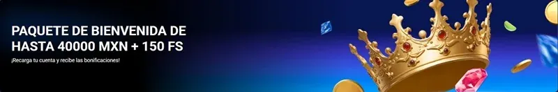 Banner Paquete de bienvenida de hasta 40000 MXN + 150 FS