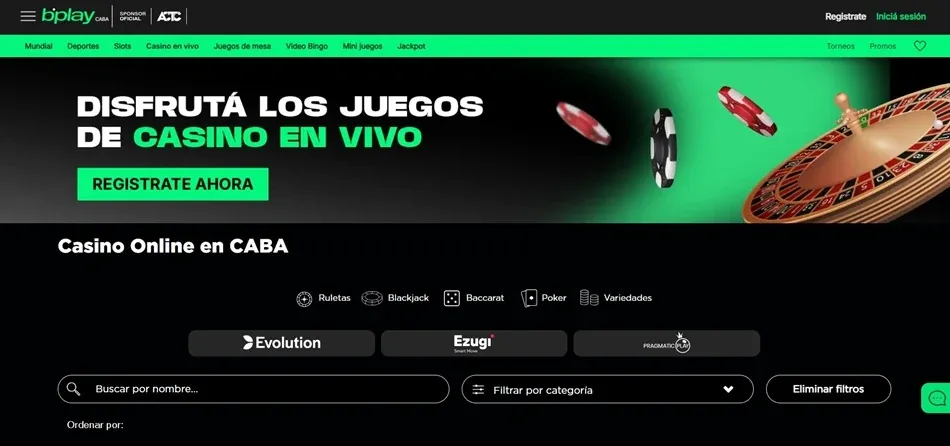 Casino en vivo de Bplay Argentina con ruleta y blackjack