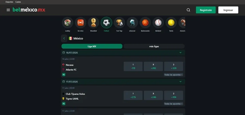 Lobby deportivo de Betmexico México