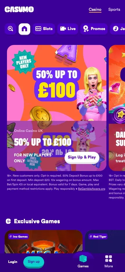 Casumo mobile preview