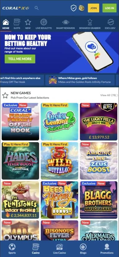 Coral mobile site
