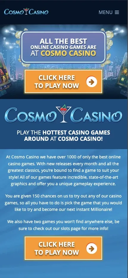 Cosmo Casino mobile preview