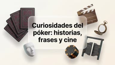 Portada sobre curiosidades del póker con cartas, máscara, fichas y claqueta de cine