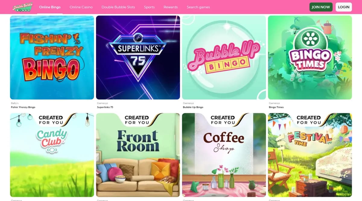 Double Bubble Bingo desktop site
