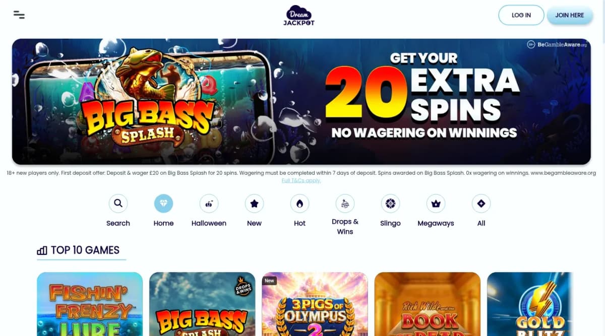 Dream Jackpot desktop site