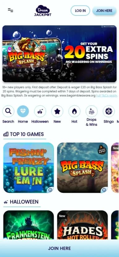 Dream Jackpot mobile site
