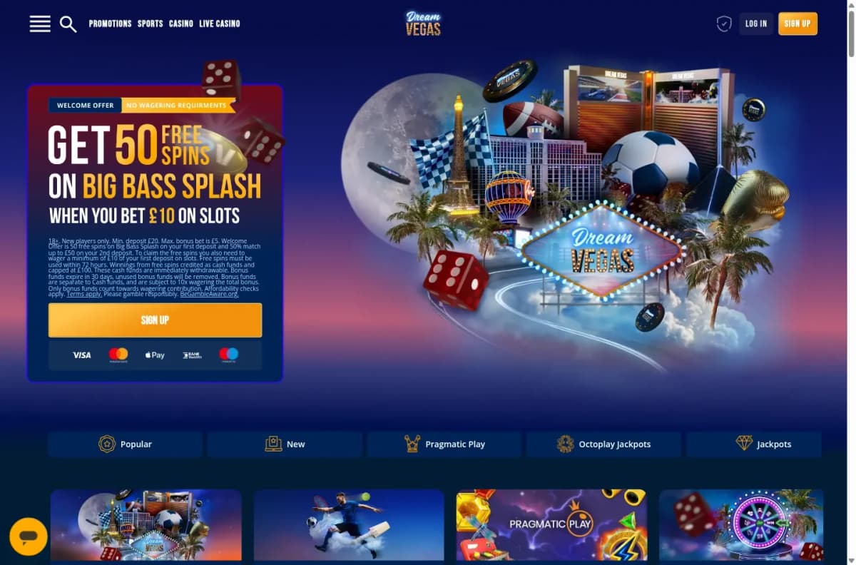 Dream Vegas desktop site