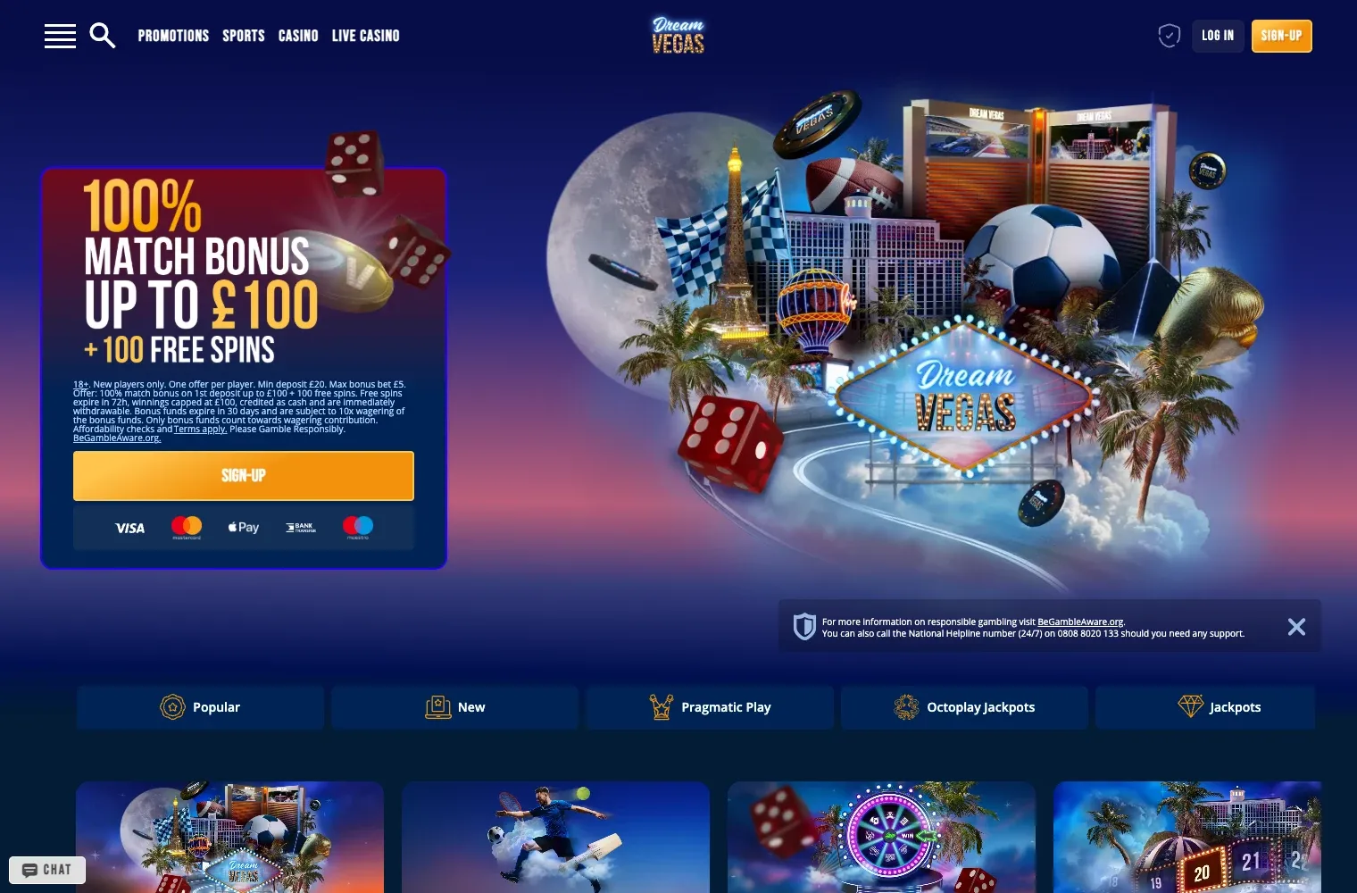 dream vegas uk desktop