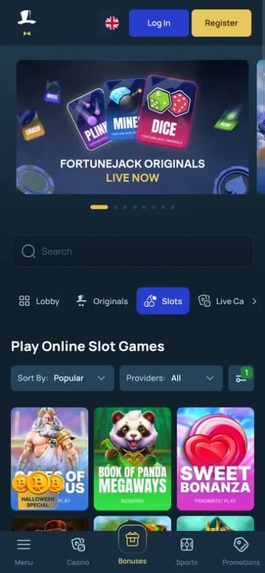 FortuneJack mobile site