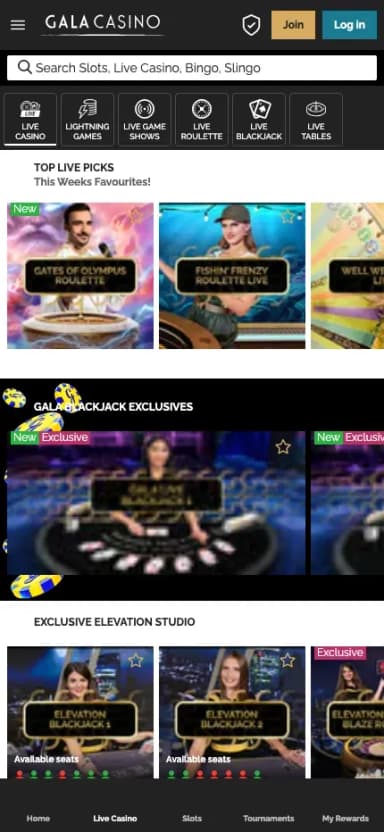 Gala Casino mobile site