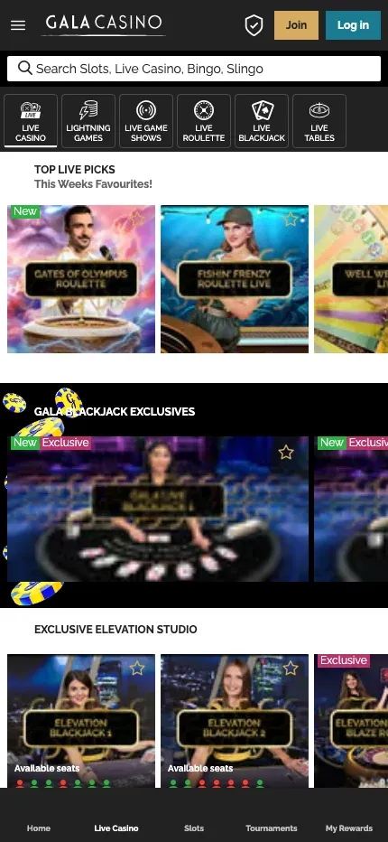 Gala Casino mobile preview