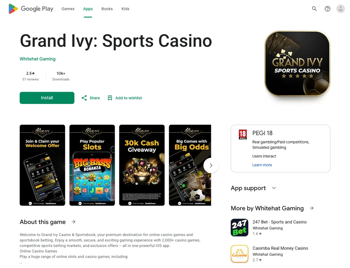 Official Grand Ivy Android app listing on Google Play