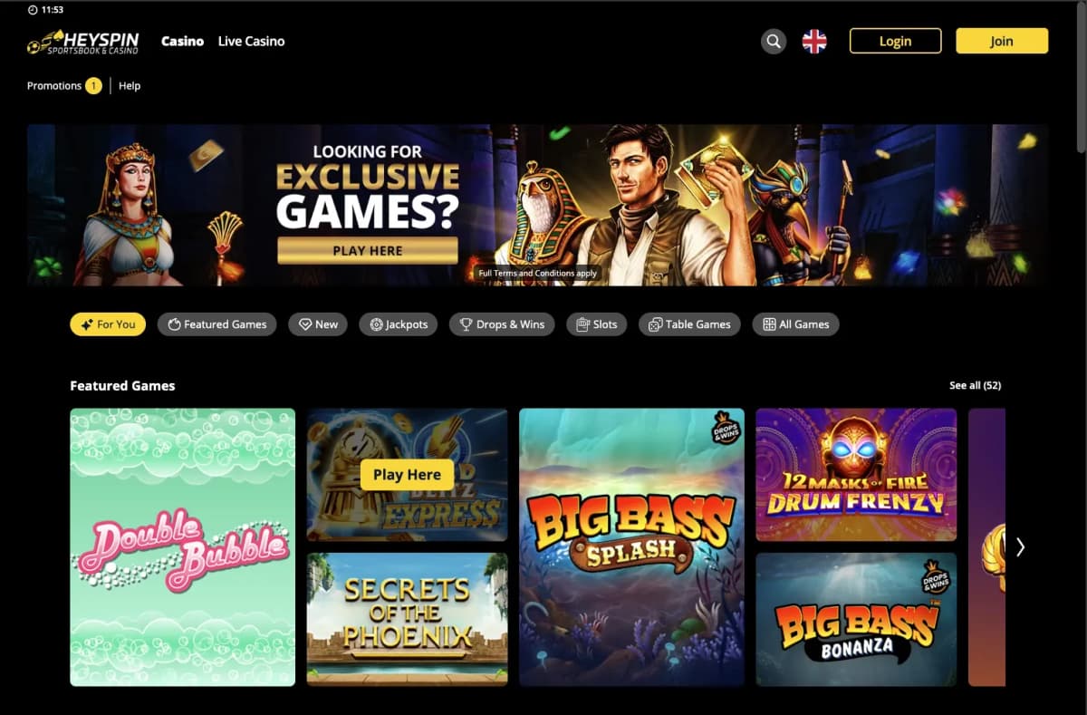 Heyspin desktop site