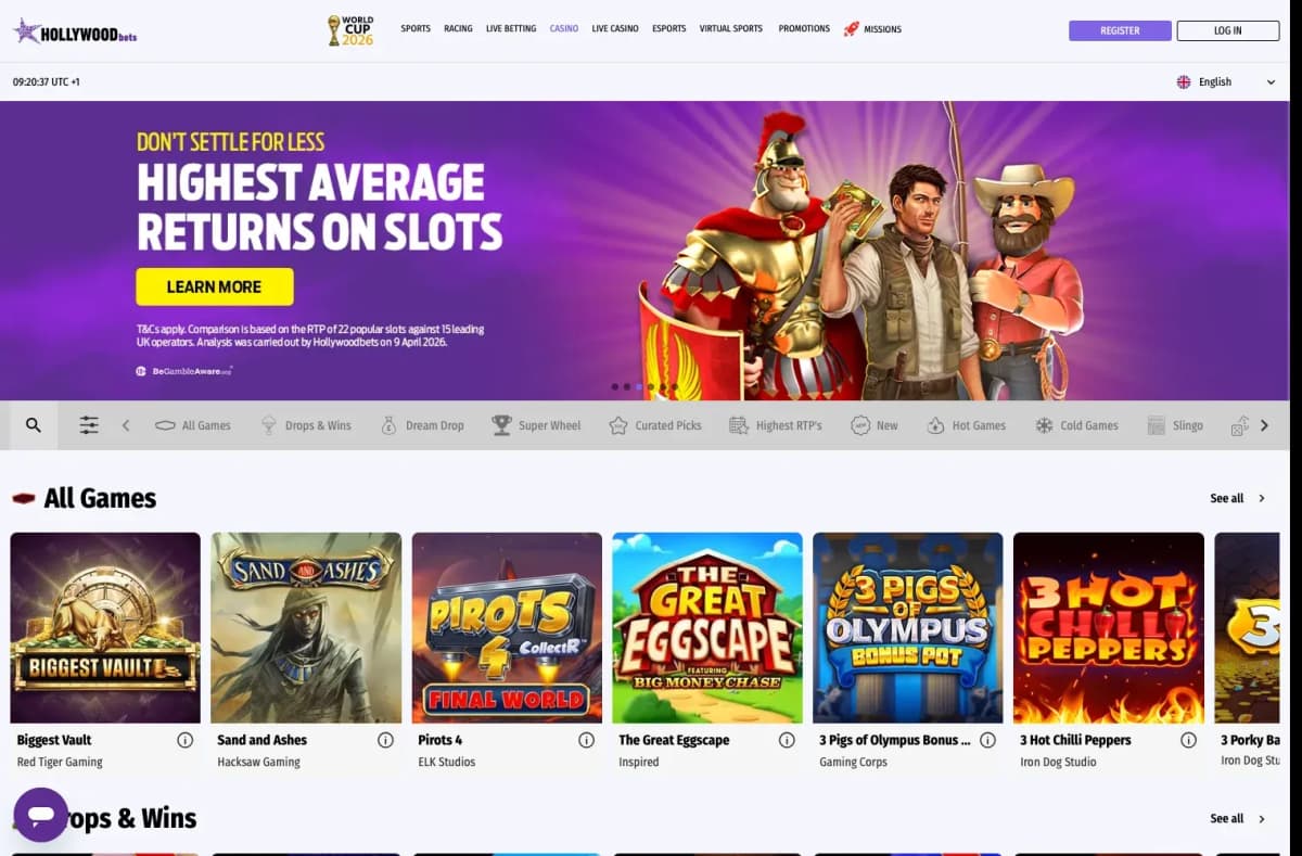 Hollywoodbets desktop site